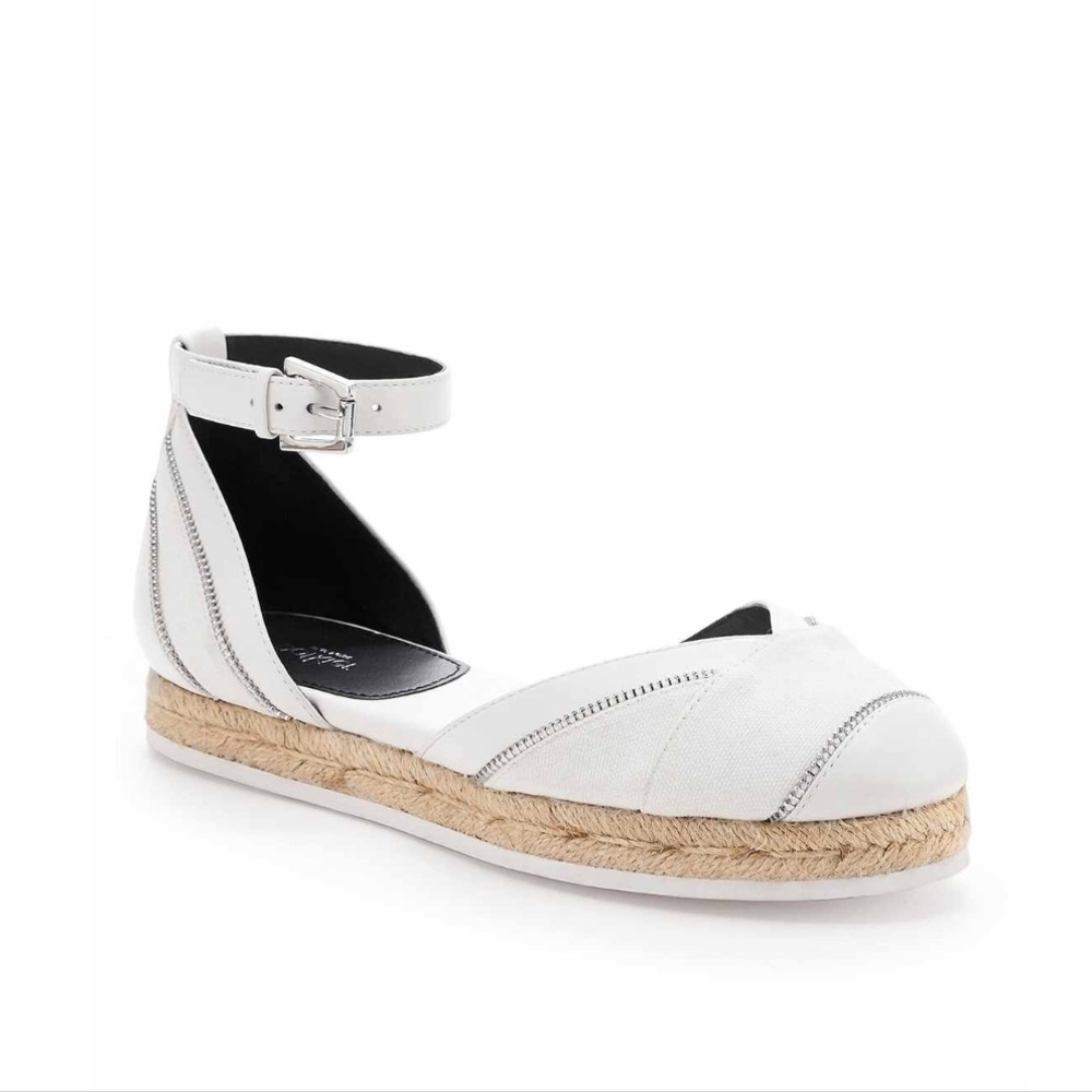 Botkier White Espadrille Ankle-Strap Flat